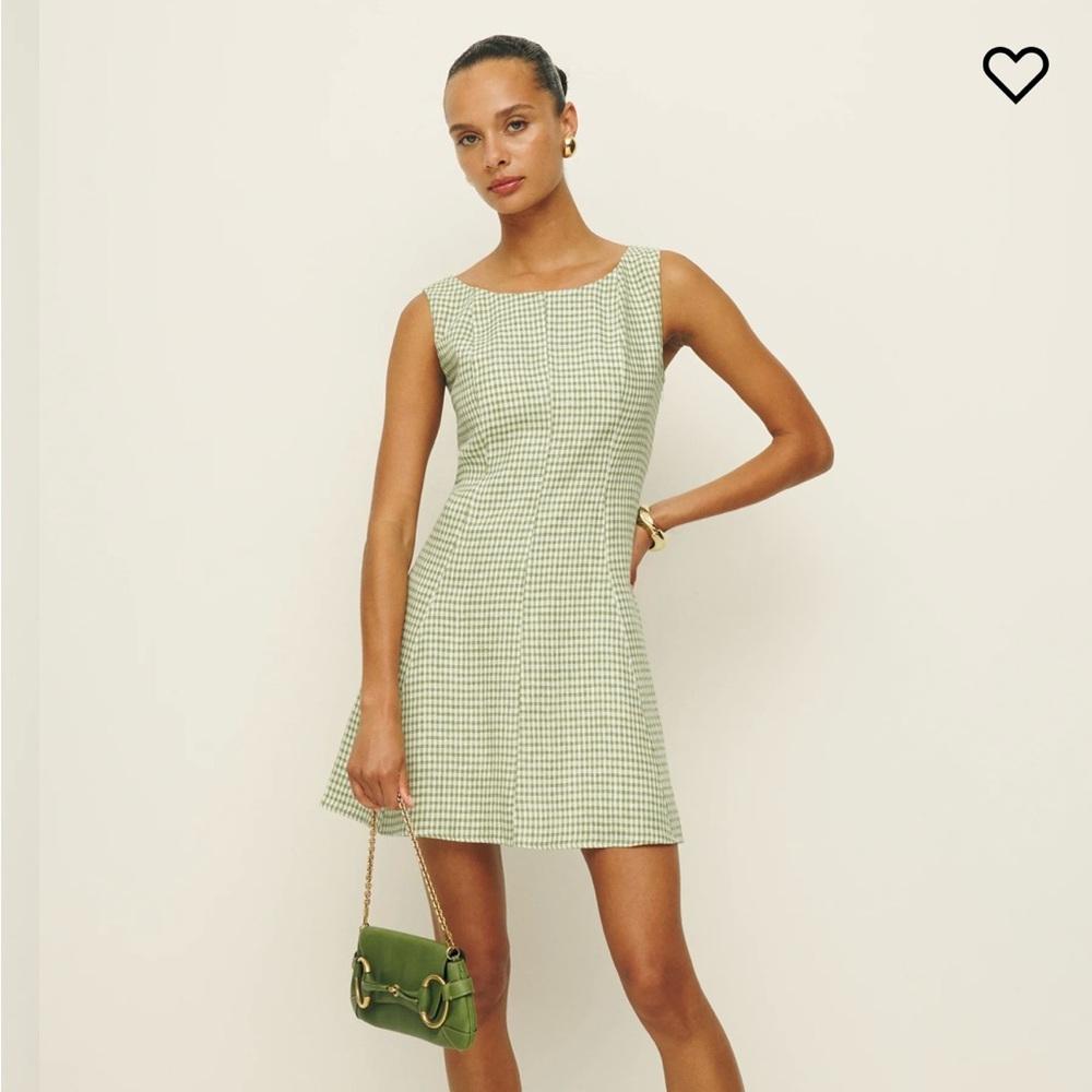 Reformation Amorette Linen Dress - Green Size 8